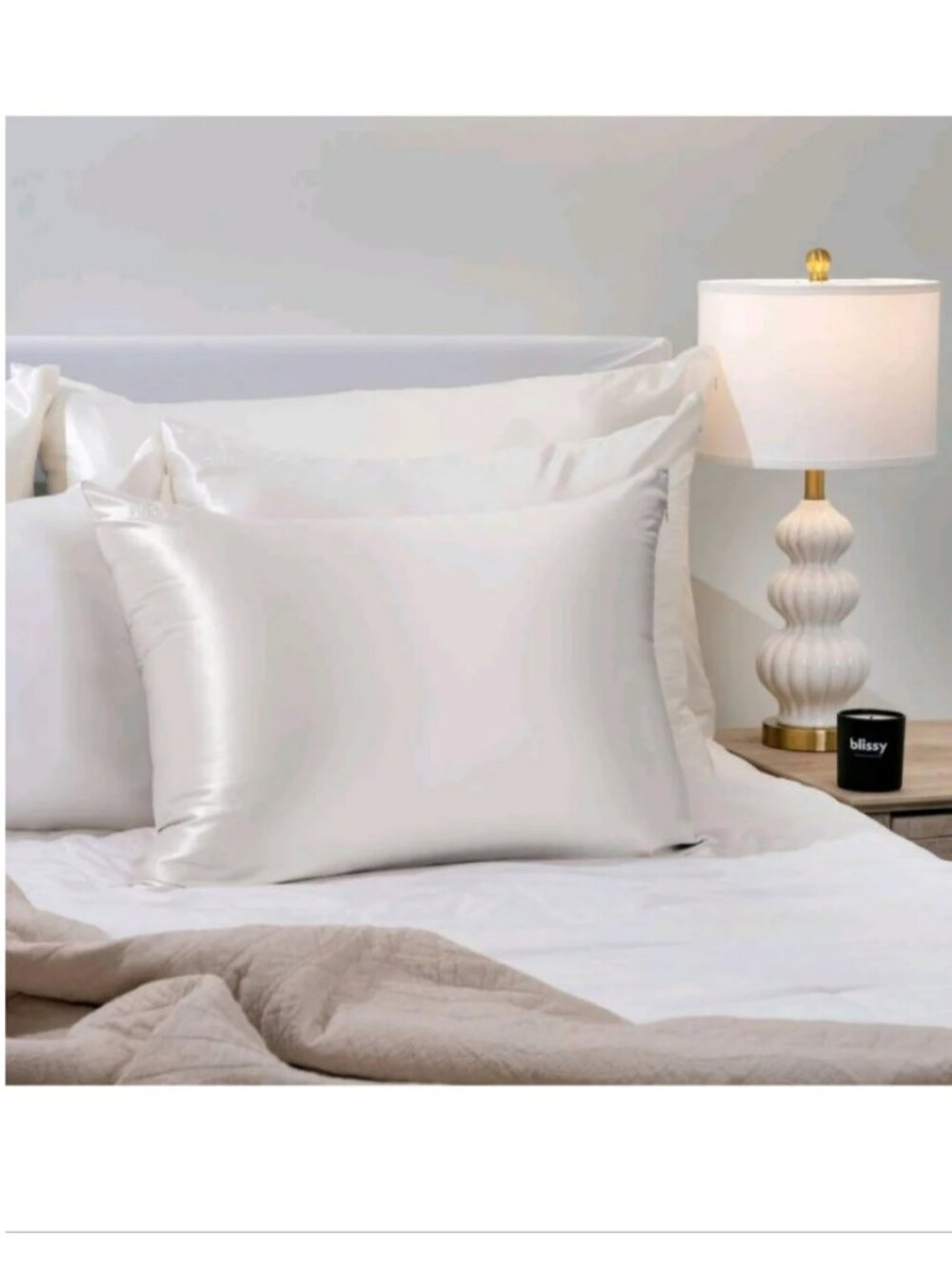 NWT NIB Blissy Mulberry Silk Pillowcase - Ivory White - King Size - New in Box